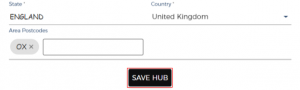 A screenshot of a courier management software form with fields labeled "state" and "country"