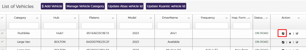 List of Vehicle page